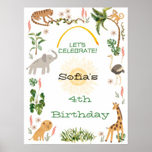 Cute Jungle Animal Birthday 2 Poster
