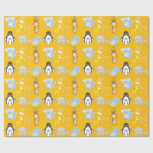 Cute Jungle Animal Wrapping Paper – Animals Cadeaupapier (Vlak)