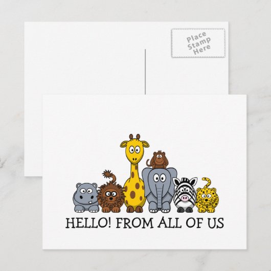 CUTE JUNGLE ANIMALS ADD YOUR TEXT BRIEFKAART (Voorkant / Achterkant)