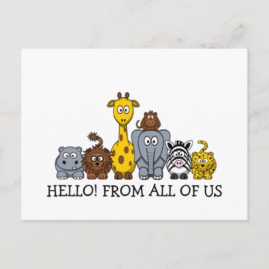 CUTE JUNGLE ANIMALS ADD YOUR TEXT BRIEFKAART (Voorkant)