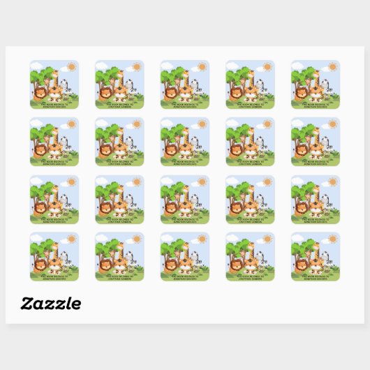 Cute Jungle Animals for Kids Vierkante Sticker (Vel)
