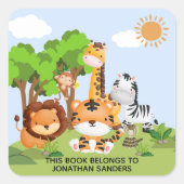 Cute Jungle Animals for Kids Vierkante Sticker (Voorkant)