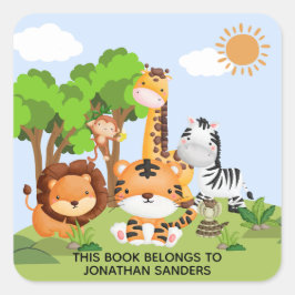 Cute Jungle Animals for Kids Vierkante Sticker