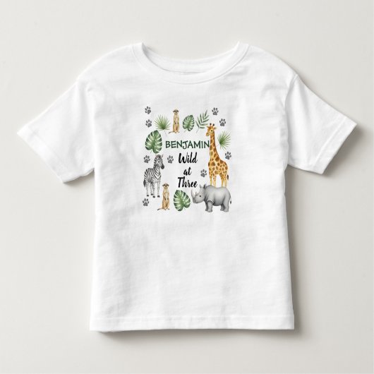 Cute Jungle Dier 3e Verjaardag Kinder Shirts (Voorkant)