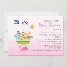 Cute Jungle Dieren Ark Baby Shower Roze