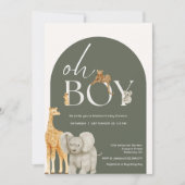 Cute Jungle Dieren Baby Shower Uitnodiging (Voorkant)