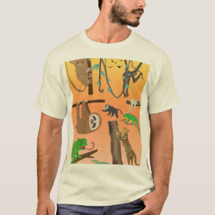 Cute Jungle Dieren T-Shirt   Cute Luiaard & Regenw