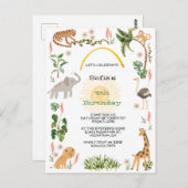 Cute Jungle Dieren Verjaardag 2 Briefkaart (Voorkant / Achterkant)