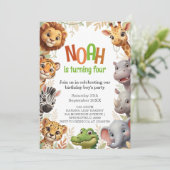 Cute Jungle Dieren Verjaardag Kaart (Staand voorkant)