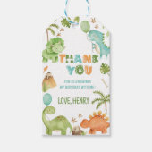 Cute Jungle Dinosaur Boy Verjaardagsfeest Dank Je Cadeaulabel (Voorkant)