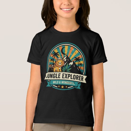 Cute Jungle Explorer Safari Lion Wild Kids' Shirt (Voorkant)