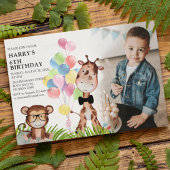 Cute Jungle Foto Verjaardagsfeest Uitnodiging