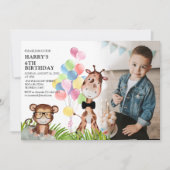 Cute Jungle Foto Verjaardagsfeest Uitnodiging (Voorkant)