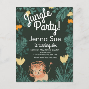 Cute Jungle Leeuw Kunst Safari Verjaardagsfeestje Briefkaart