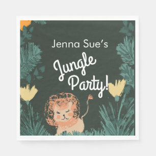 Cute Jungle Leeuw Kunst Safari Verjaardagsfeestje Servet