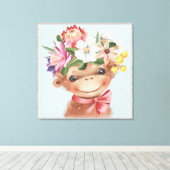 Cute Jungle Monkey Acrylprint Canvas Afdruk (Insitu (Houten vloer))