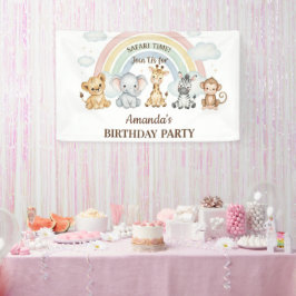 Cute Jungle Safari Animals Birthday Banner