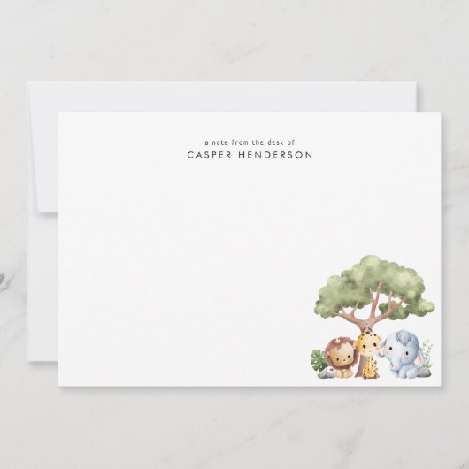 Cute Jungle Safari Dieren Namen voor Kinderen Notitiekaartje (Voorkant)