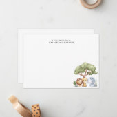 Cute Jungle Safari Dieren Namen voor Kinderen Notitiekaartje (Voorkant / Achterkant in situ)