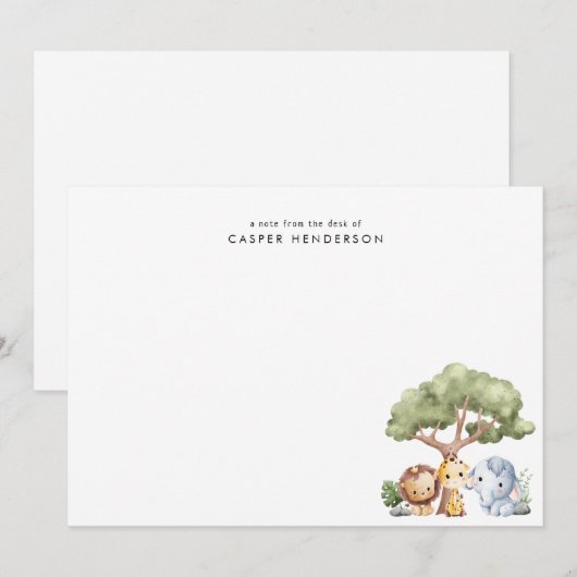Cute Jungle Safari Dieren Namen voor Kinderen Notitiekaartje (Voorkant / Achterkant)