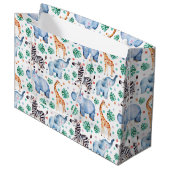 Cute Jungle Wilde Dieren Gift Bag Groot Cadeauzakje (Voorkant Gekanteld)