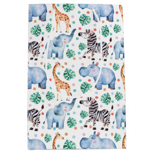 Cute Jungle Wilde Dieren Gift Bag Medium Cadeauzakje