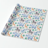 Cute Jungle Wilde Dieren Inpakpapier (Uitgerold)