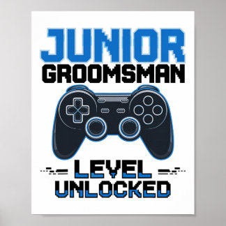 Cute Junior Groomsman Level Unlocked Wedding Party Poster