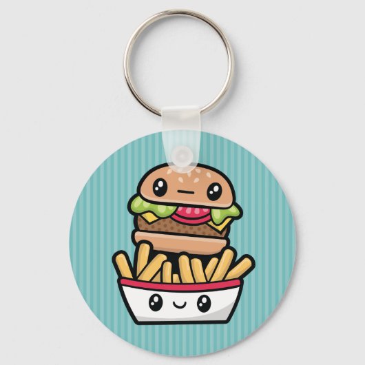 Cute Junk Food burger en fries Sleutelhanger (Voorkant)