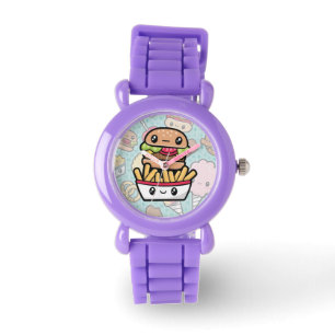 Cute Junk Food burger en soda Horloge