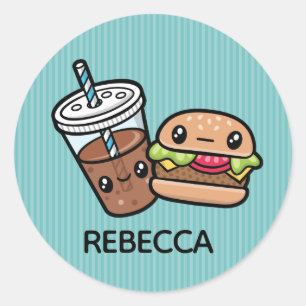 Cute Junk Food burger en soda Ronde Sticker