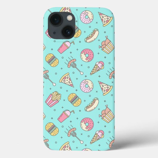 Cute Junk Food Pattern op Aqua | Case-Mate iPhone Case (Achterkant)