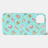 Cute Junk Food Pattern op Aqua | Case-Mate iPhone Case (Achterkant (horizontaal))