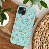 Cute Junk Food Pattern op Aqua | Case-Mate iPhone Case