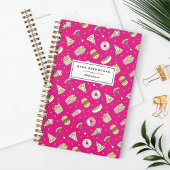 Cute Junk Food Pattern op Roze | Gepersonaliseerd Planner
