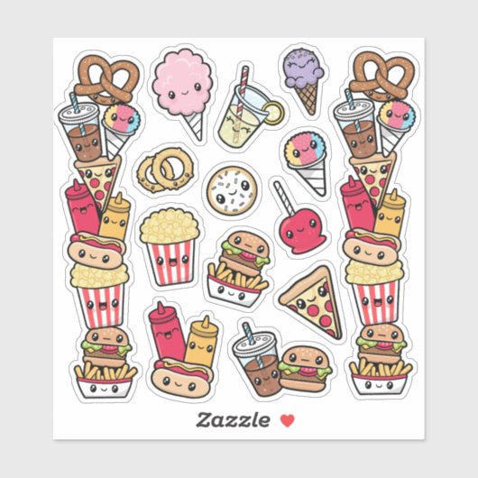 Cute Junk Food Vinyl Sticker (Vel)