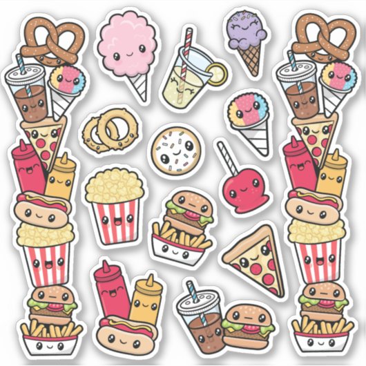 Cute Junk Food Vinyl Sticker (Voorkant)
