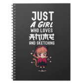 Cute Just A Girl Who Loves Anime Sketching Otaku Notitieboek (Voorkant)