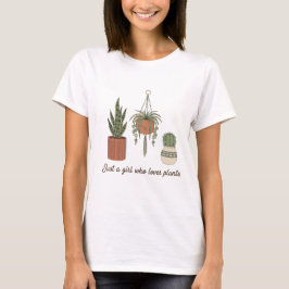 Cute "Just a Girl Who Loves Plants" Retro Boho T-shirt