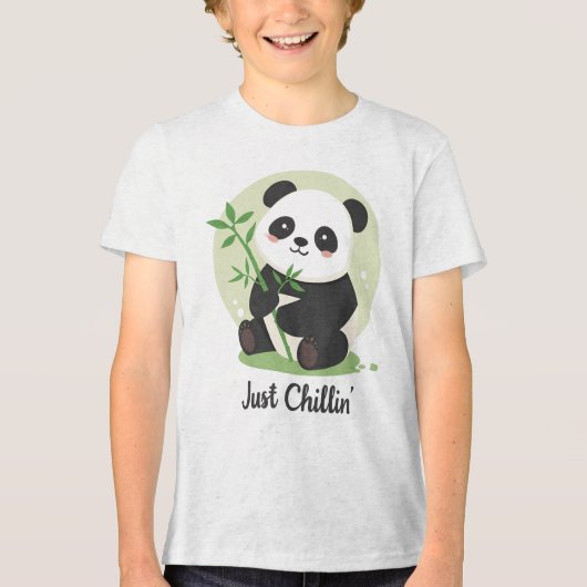 Cute "Just Chillin'" Panda Bear Tri-Blend Shirt (Voorkant)