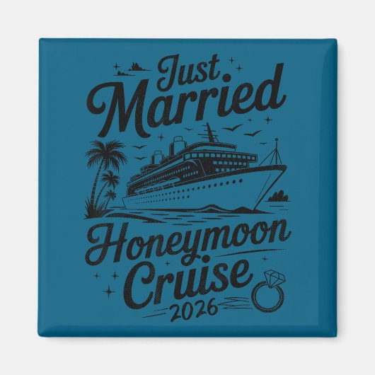 Cute Just Married Honeymoon Cruise 2026 Newlyweds  Magneet (Voorkant)