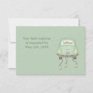 Cute Just Married Wedding RSVP Kaart