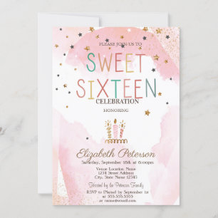 Cute Kaarsen Sterren Kleurrijk Sweet 16 Kaart