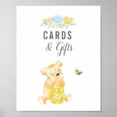 Cute Kaarten & Gifts Boy Teddy Bear Baby shower Poster (Voorkant)