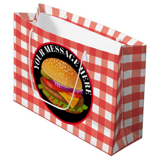 Cute kaas burger add message party groot cadeauzakje (Voorkant Gekanteld)