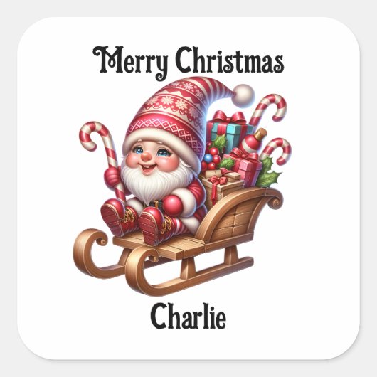 Cute kabouter Kerst sticker (Voorkant)