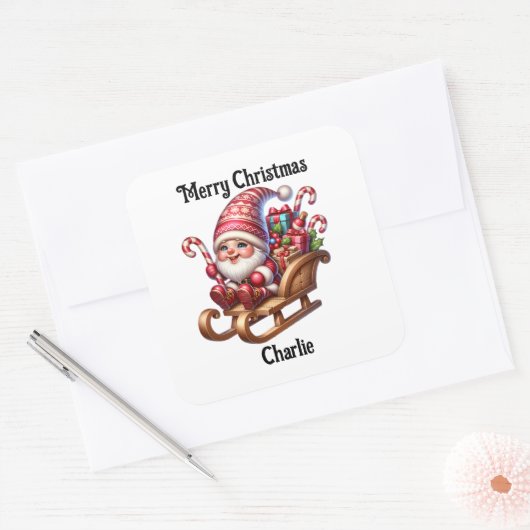 Cute kabouter Kerst sticker (Envelop)