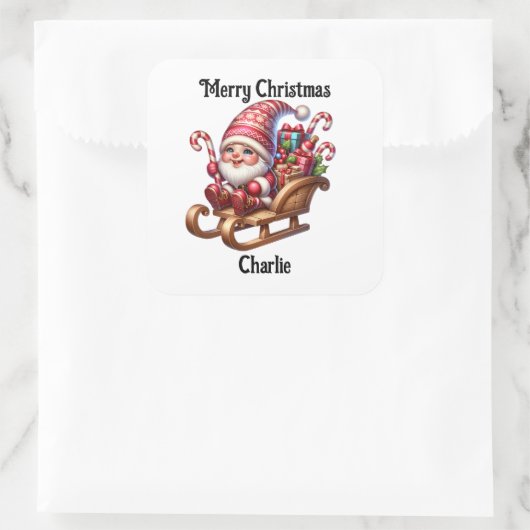 Cute kabouter Kerst sticker (Tas)