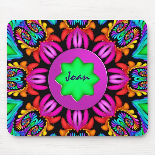 Cute Kaleidoscope, Spirals mousepad met naam Muismat (Voorkant)