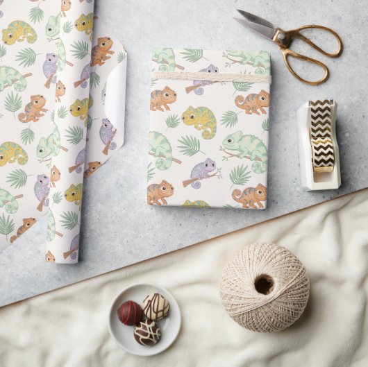 Cute Kameleon patroon Cadeaupapier (Crafts)